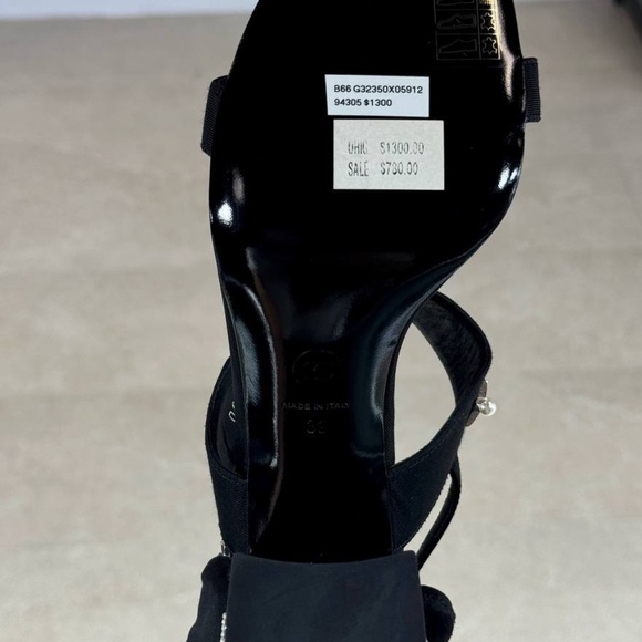 NEW Chanel Black Fabric Leather Pearl Block Heel Star Sandals Shoes - 39 - Picture 13 of 15